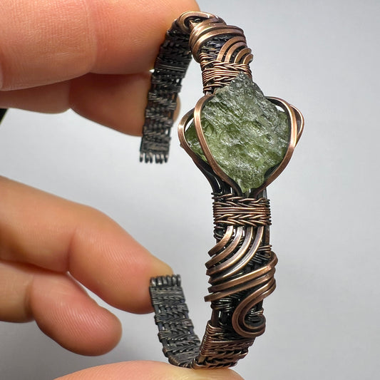 Moldavite/Copper bracelet