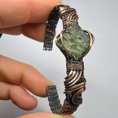 Moldavite/Copper bracelet