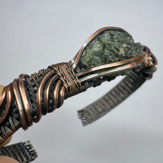 Moldavite/Copper bracelet