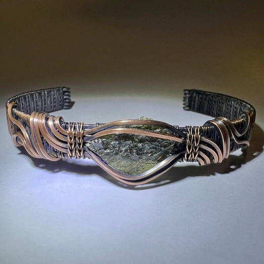 Moldavite/Copper bracelet