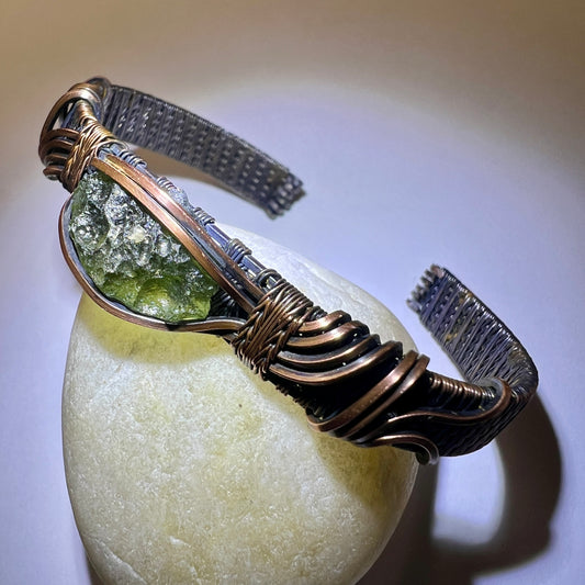 Moldavite/Copper bracelet