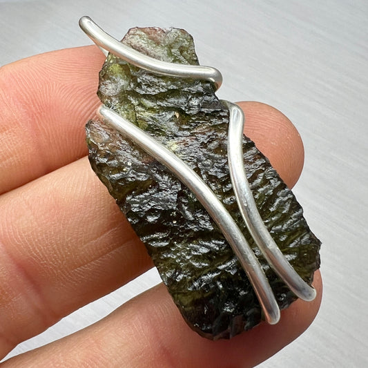 8.1g Moldavite Angel Chime Silver Pendant