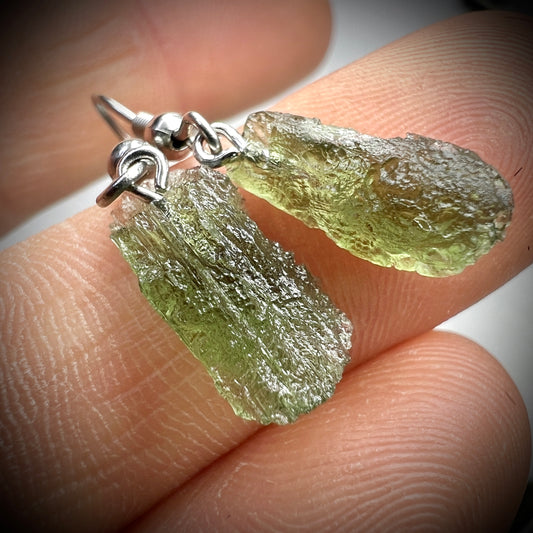 1.3g Moldavite Stainless Steel Stud Earrings