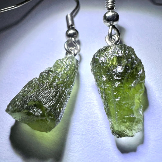 2.06g Moldavite Stainless Steel Stud Earrings