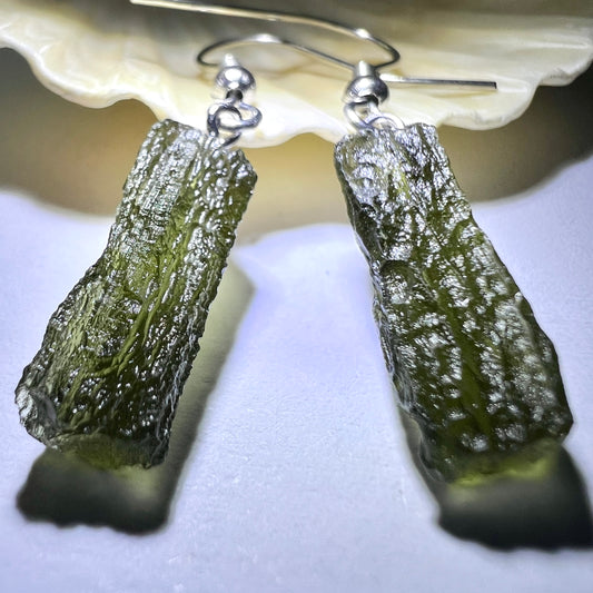 2.12g Moldavite Stainless Steel Stud Earrings
