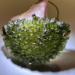 16.8g Moldavite Necklace in Solid 14K Gold