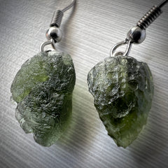 1.79g Moldavite Stainless Steel Stud Earrings