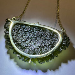 16.8g Moldavite Necklace in Solid 14K Gold