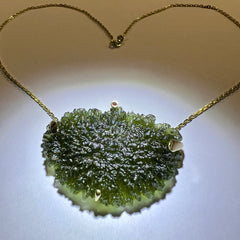 16.8g Moldavite Necklace in Solid 14K Gold