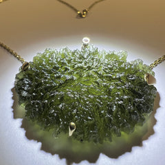 16.8g Moldavite Necklace in Solid 14K Gold