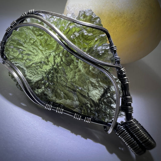 7.68g Moldavite/Silver pendant.