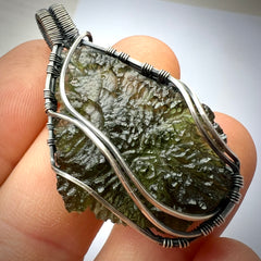 7.68g Moldavite/Silver pendant.