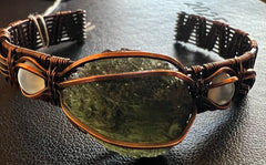 Moldavite & Copper bracelet - Moonstone accents.
