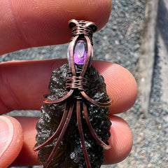 Moldavite/Amethyst Necklace.