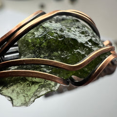 Moldavite Copper Bracelet with Sunstone Accents