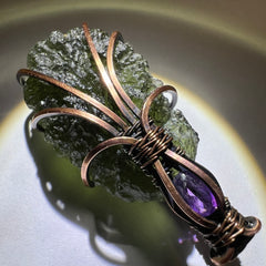 Moldavite/Amethyst Necklace.