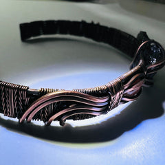 Moldavite Copper Bracelet with Sunstone Accents