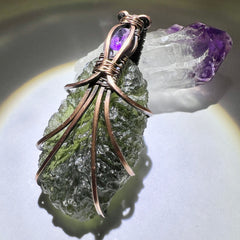Moldavite/Amethyst Necklace.