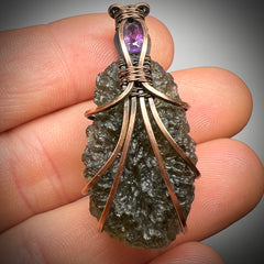 Moldavite/Amethyst Necklace.