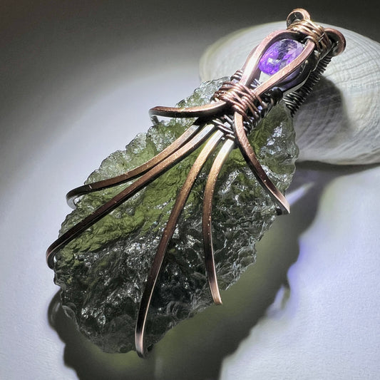 Moldavite/Amethyst Necklace.