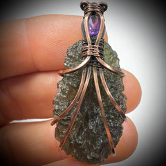 Moldavite/Amethyst Necklace.