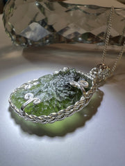 Elegant Moldavite pendant in Sterling Silver