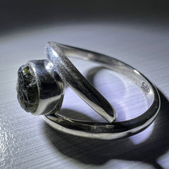 All Seeing Eye Moldavite Silver Ring – Size 8 (R)