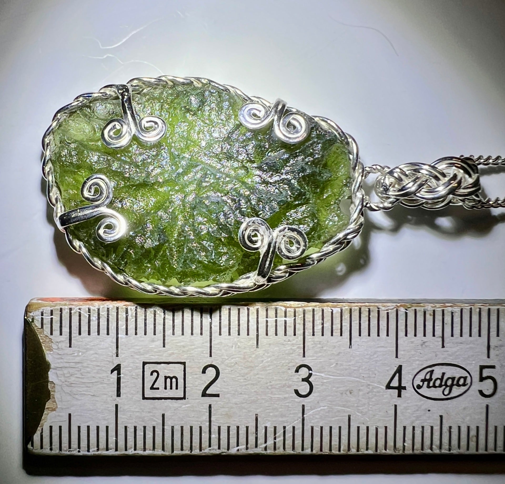 Elegant Moldavite pendant in Sterling Silver