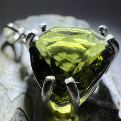 Faceted Triangle Cut Moldavite Pendant