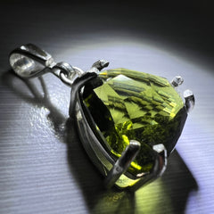 Faceted Triangle Cut Moldavite Pendant