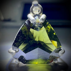 Faceted Triangle Cut Moldavite Pendant