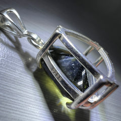 Faceted Triangle Cut Moldavite Pendant