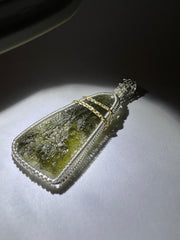 3.56g Moldavite, Silver & Gold Pendant