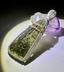 3.56g Moldavite, Silver & Gold Pendant