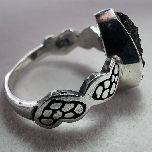Bezel Set Oval Silver Ring - Size 8