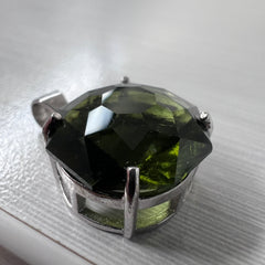 Faceted Octagon Moldavite Pendant (6.65ct - 13 x 13mm)