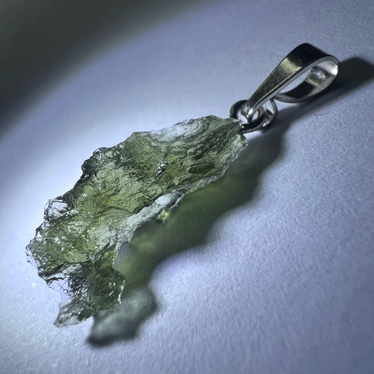 0.59g Moldavite Rhodium-Plated Silver Pendant