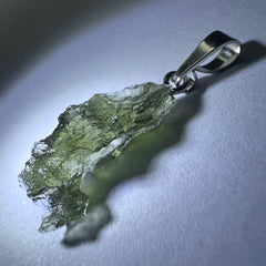 0.59g Moldavite Rhodium-Plated Silver Pendant