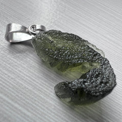 0.85g Moldavite Rhodium-Plated Silver Pendant