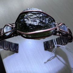 Moldavite & Copper bracelet - Moonstone accents.