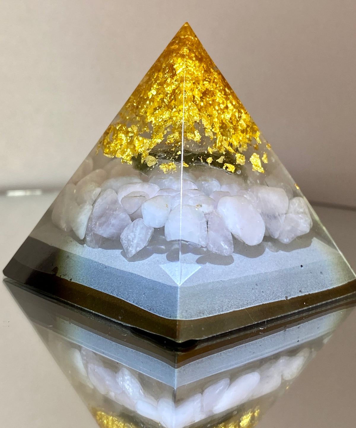 47.5mm Moldavite Orgone generator pyramid.