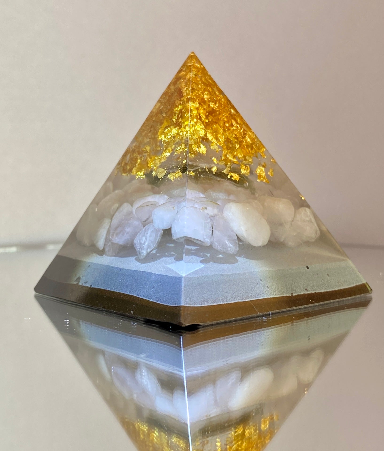 47.5mm Moldavite Orgone generator pyramid.