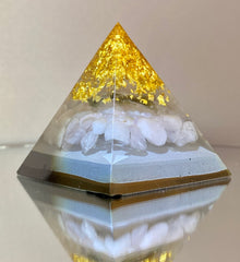 47.5mm Moldavite Orgone generator pyramid.