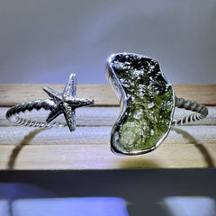 Star Moldavite Silver Bracelet