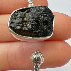 Elegant Moldavite Silver Cuff Bracelet 2.6g