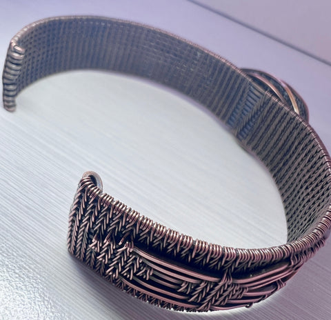 3.56g Moldavite Bracelet - Large Size - Copper Wrap