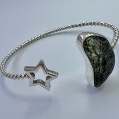 Star Moldavite Silver Bracelet 2.7g
