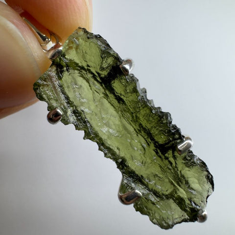 3.3g Natural Moldavite Chlum sterling silver pendant