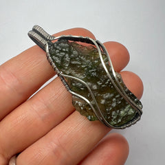 5.8g Moldavite Angel Chime Pendant in Antiqued Silver