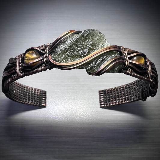 Moldavite Copper Bracelet 
